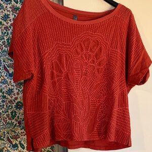 Anthropologie Red Textured Blouse